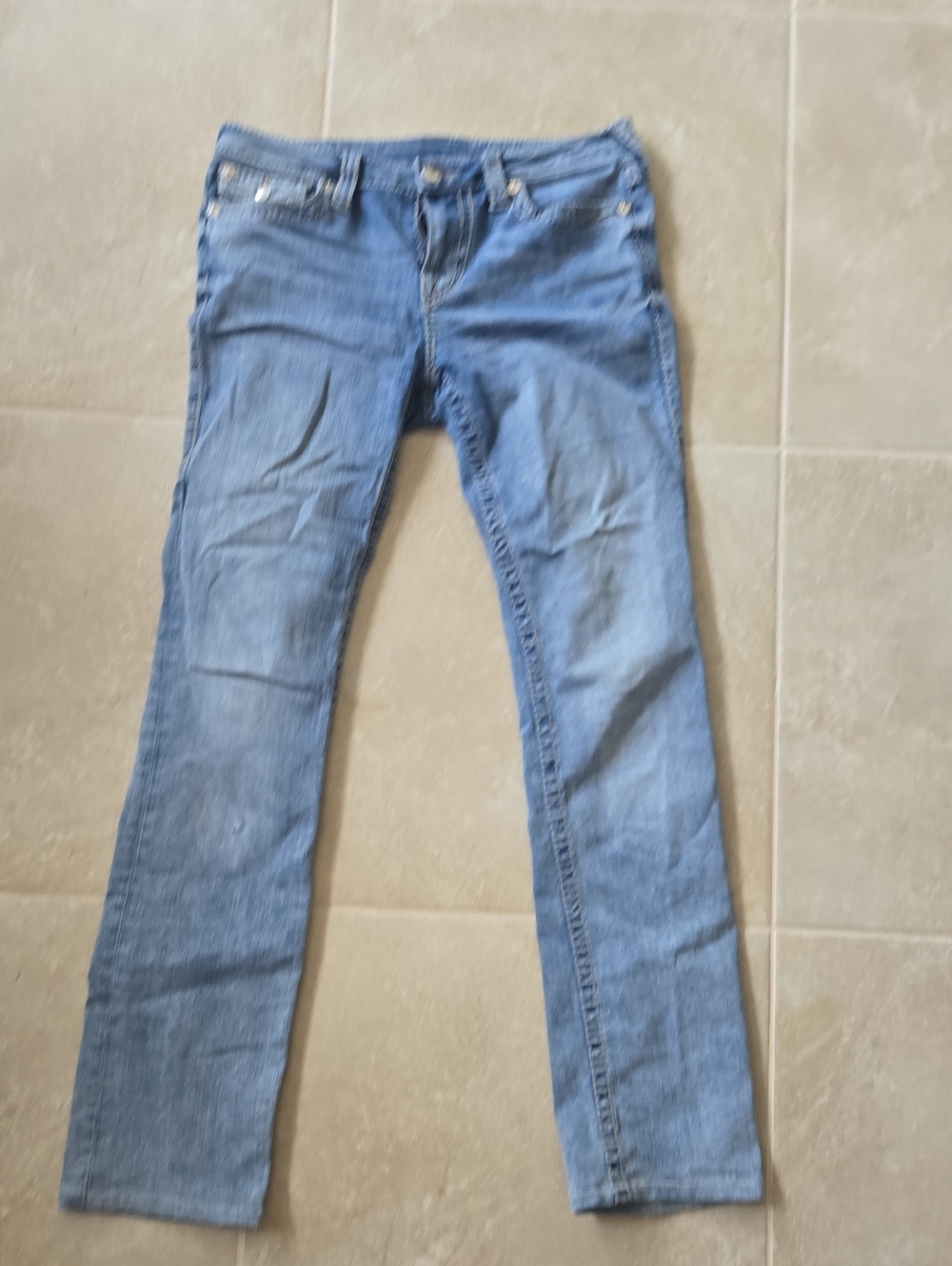 True Religion Women's Light Blue Straight Leg Jeans